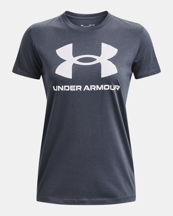 เสื้อแขนสั้น UA Sportstyle Graphic สำหรับผู้หญิง in Gray image number 4
